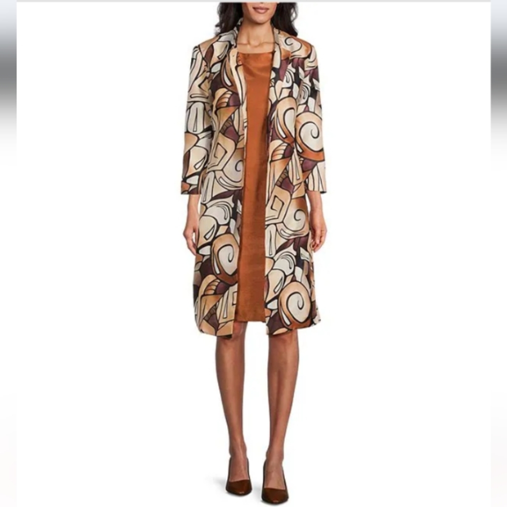 N.W.T. John Meyer Women's Size 14 Floral Printed Shantung Coat Dress